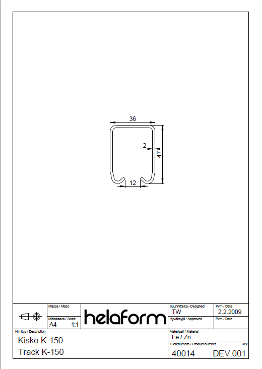 Helaform Spec Sheet
